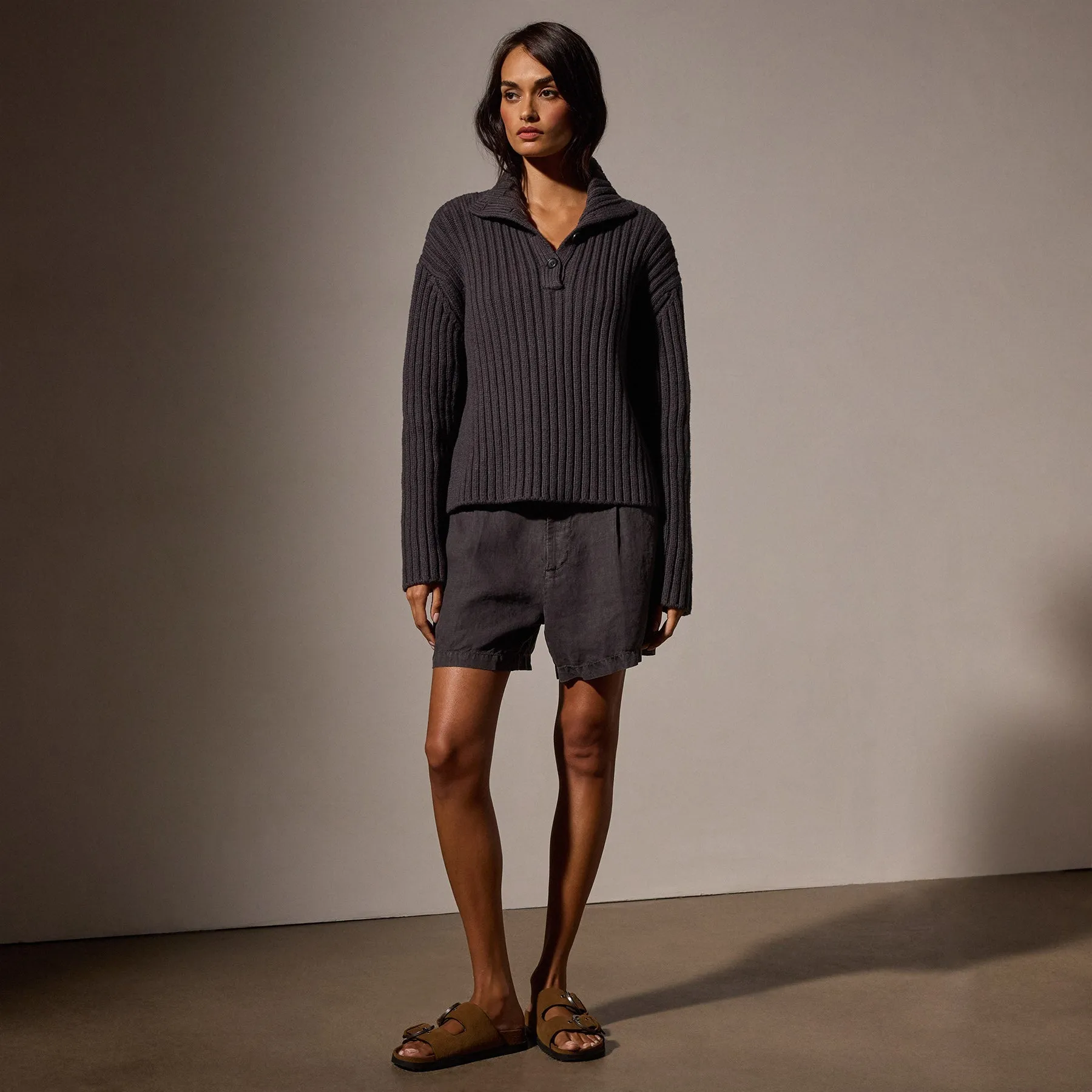 Cotton Knit Funnel Neck Sweater - Magma sold by James Perse product image thumbnail 3