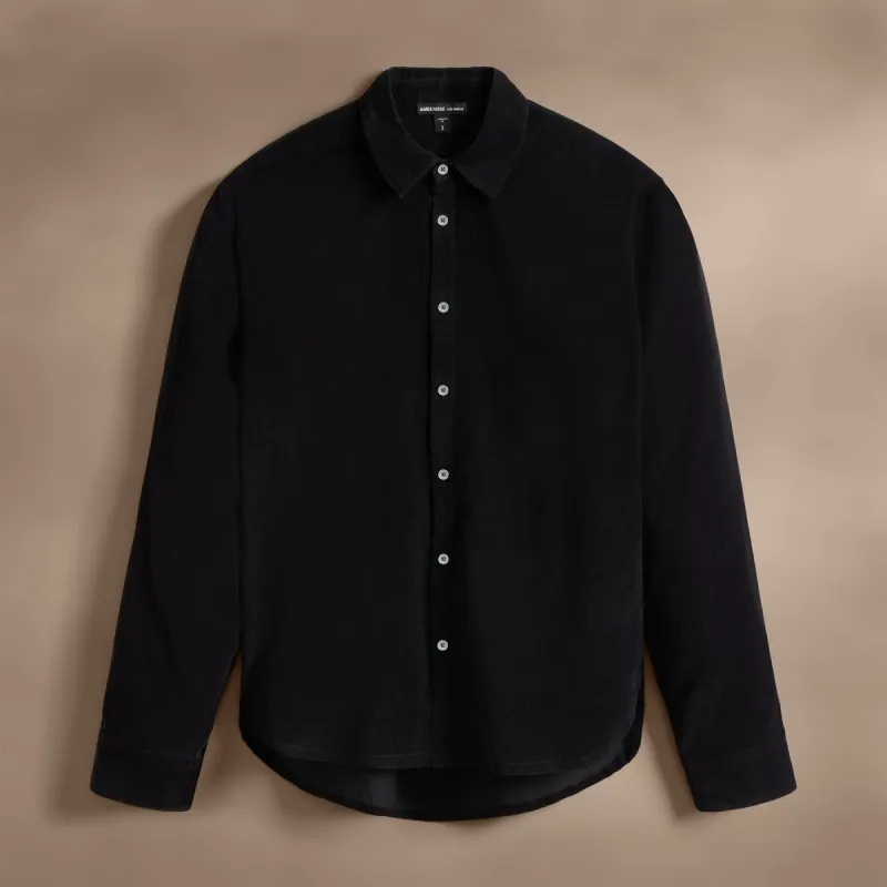 Cotton Cashmere Corduroy Shirt - Black sold by James Perse