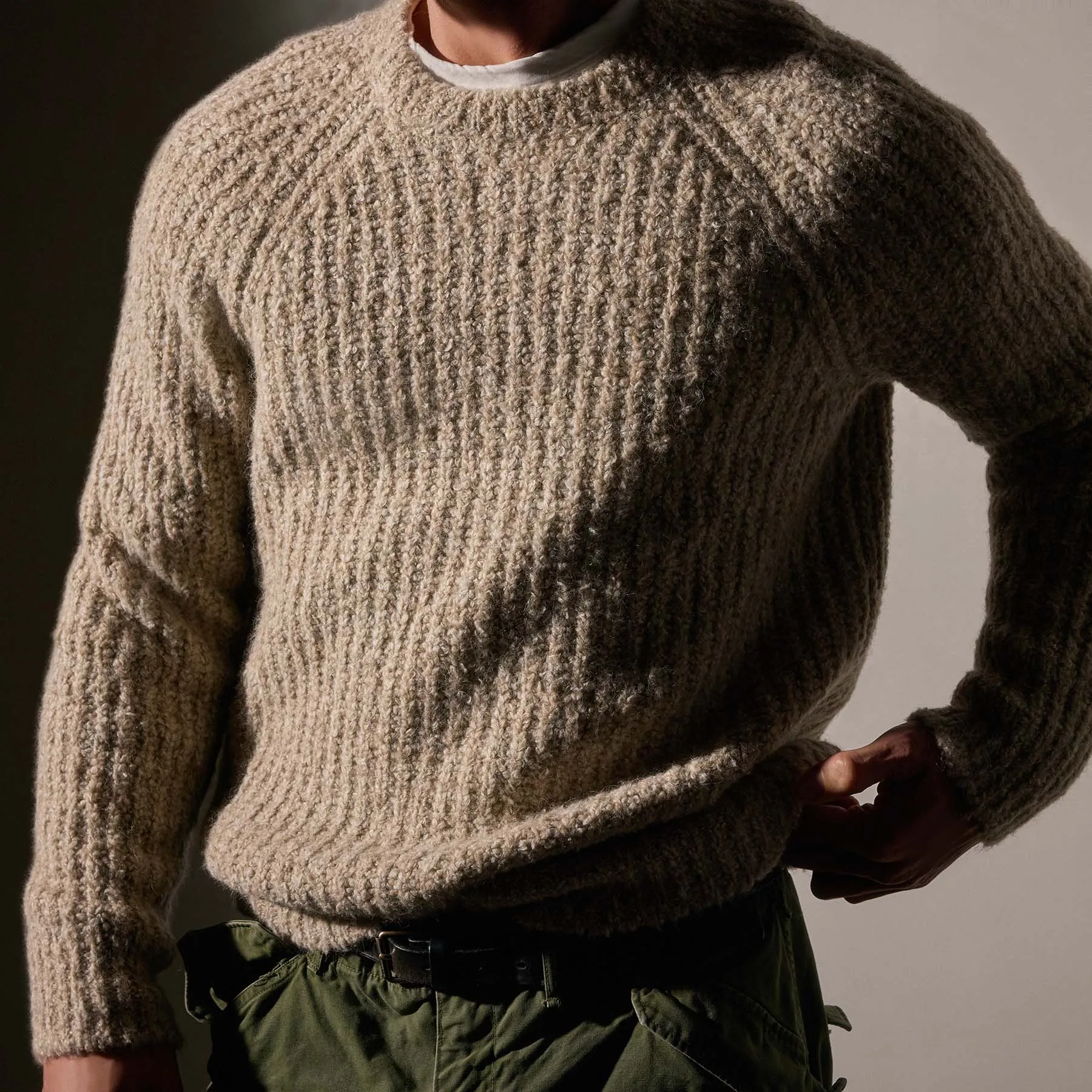 Cotton Wool Blend Chunky Raglan - Stone sold by James Perse product image thumbnail 3
