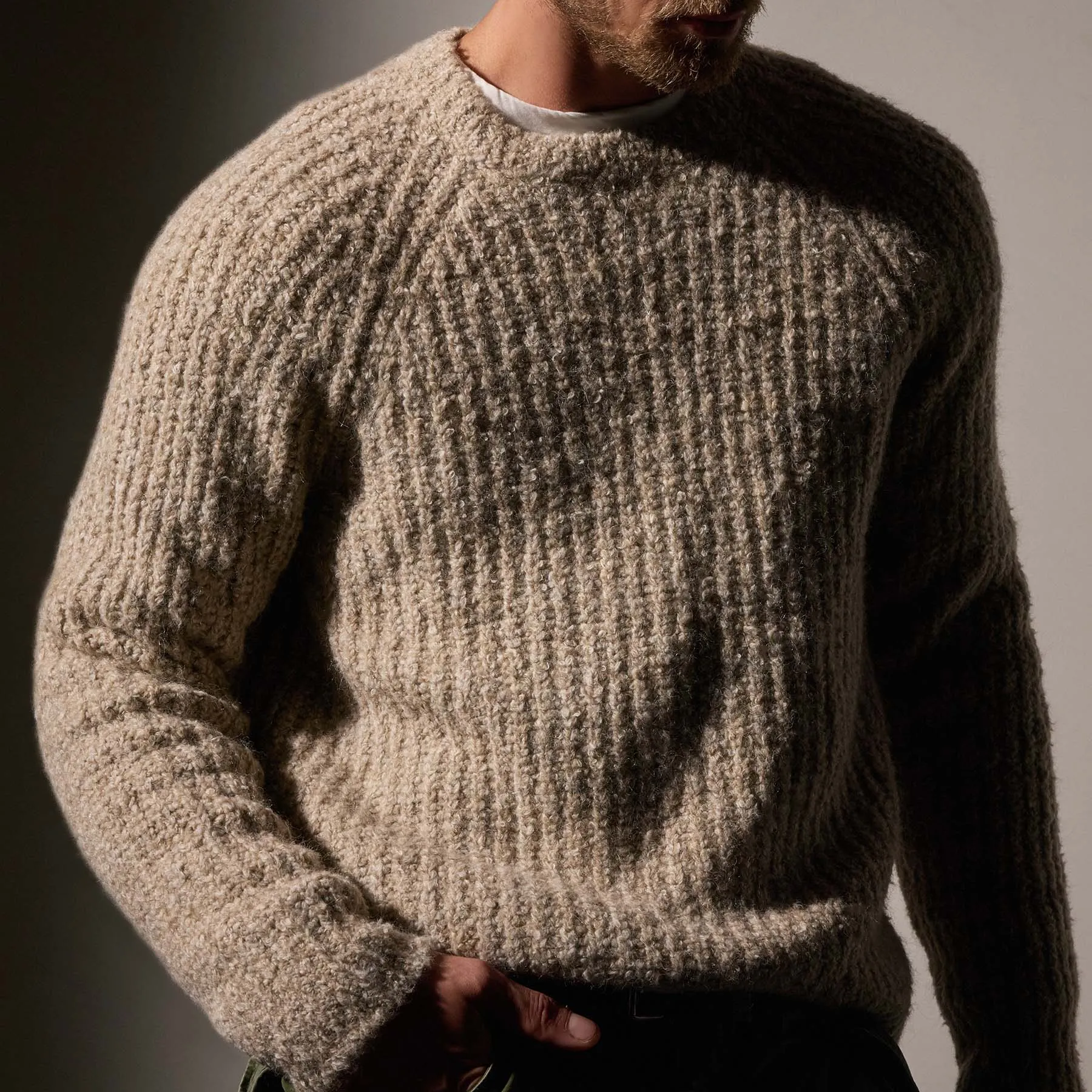 Cotton Wool Blend Chunky Raglan - Stone sold by James Perse product image thumbnail 2