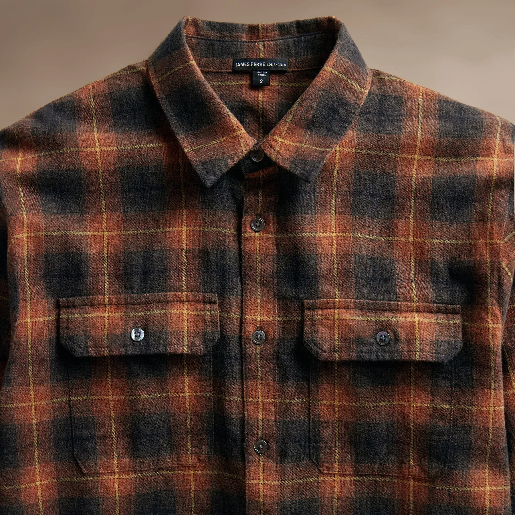 Plaid Flannel Shirt - Amber Plaid sold by James Perse product image thumbnail 2