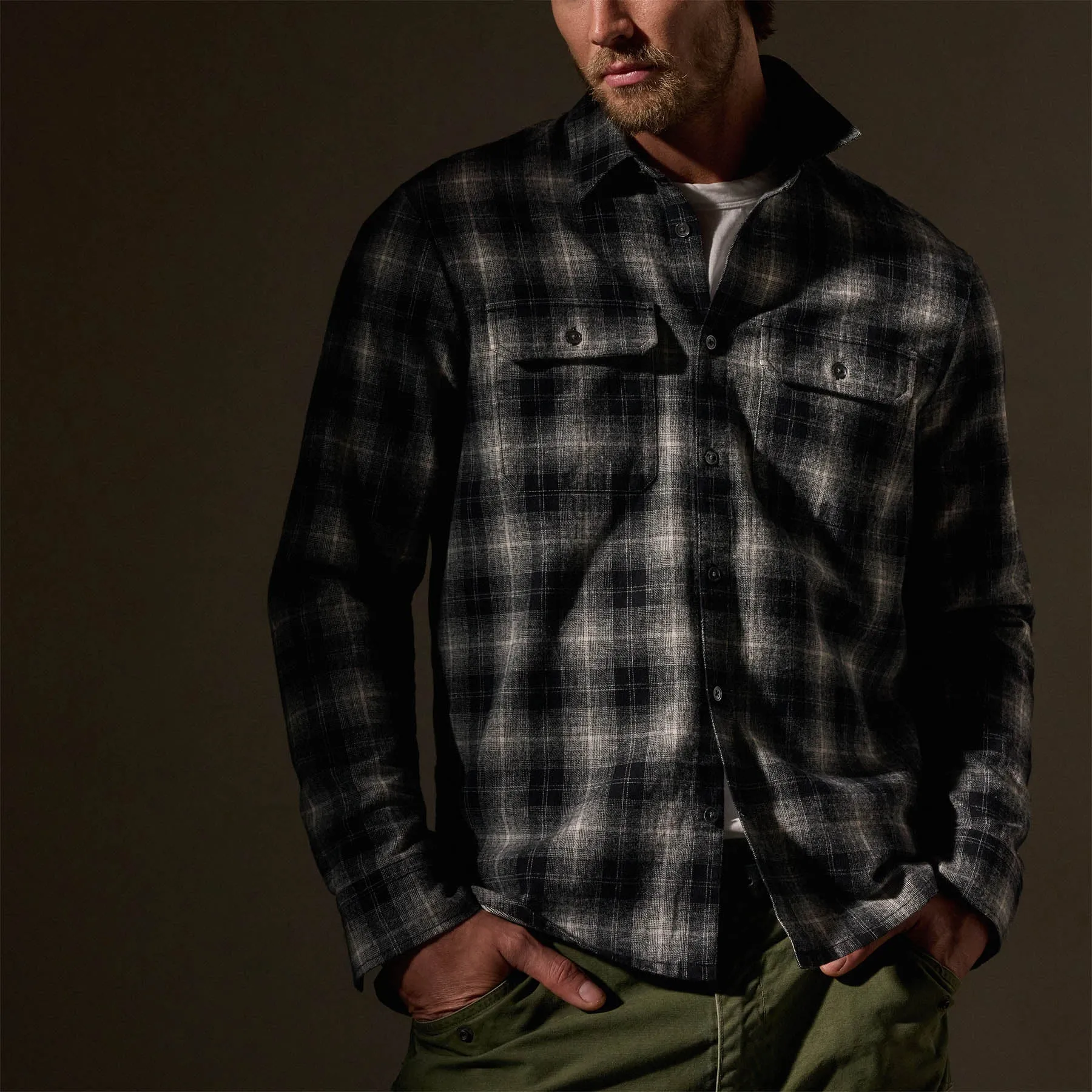 Plaid Flannel Shirt - Black/White sold by James Perse product image thumbnail 2
