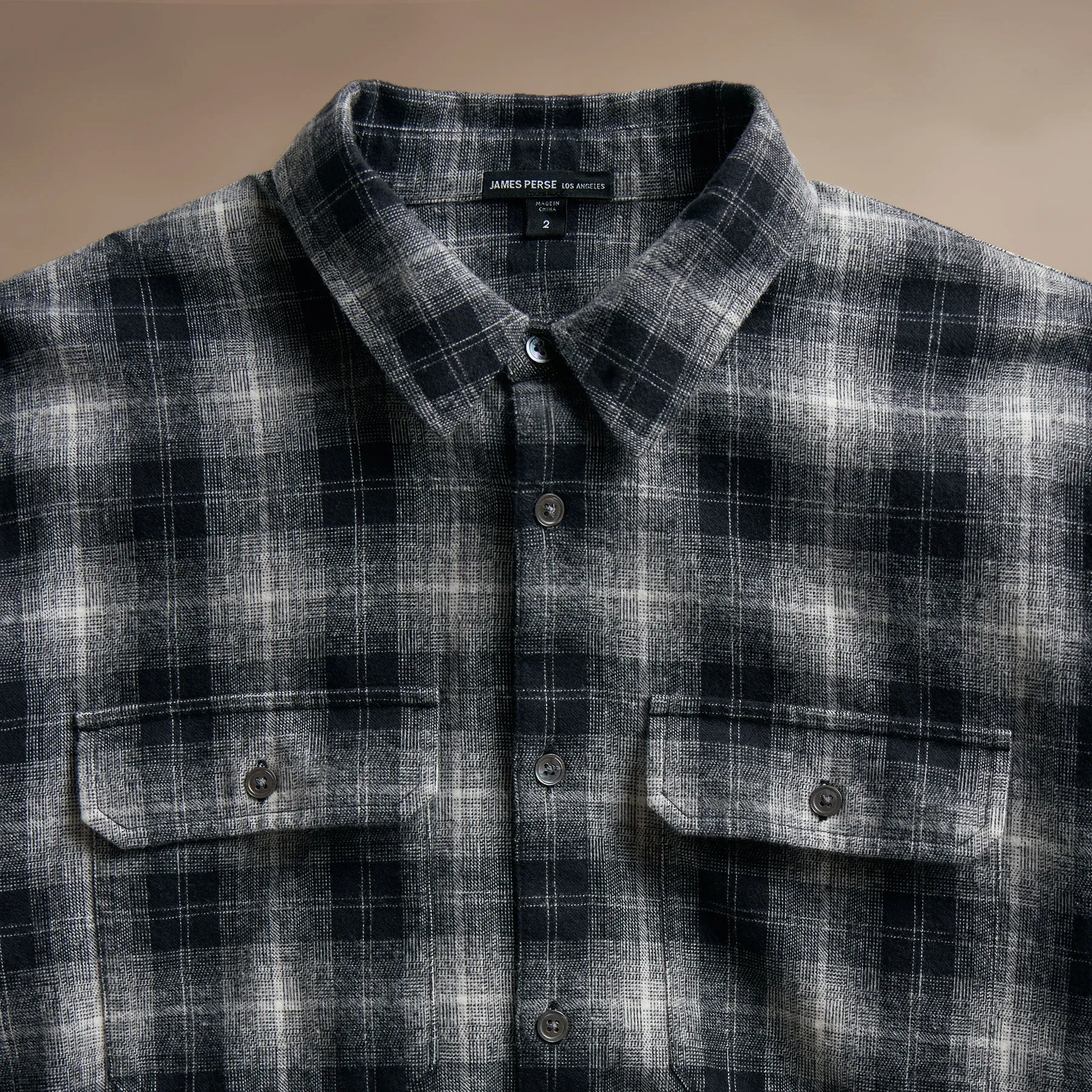 Plaid Flannel Shirt - Black/White sold by James Perse product image thumbnail 5