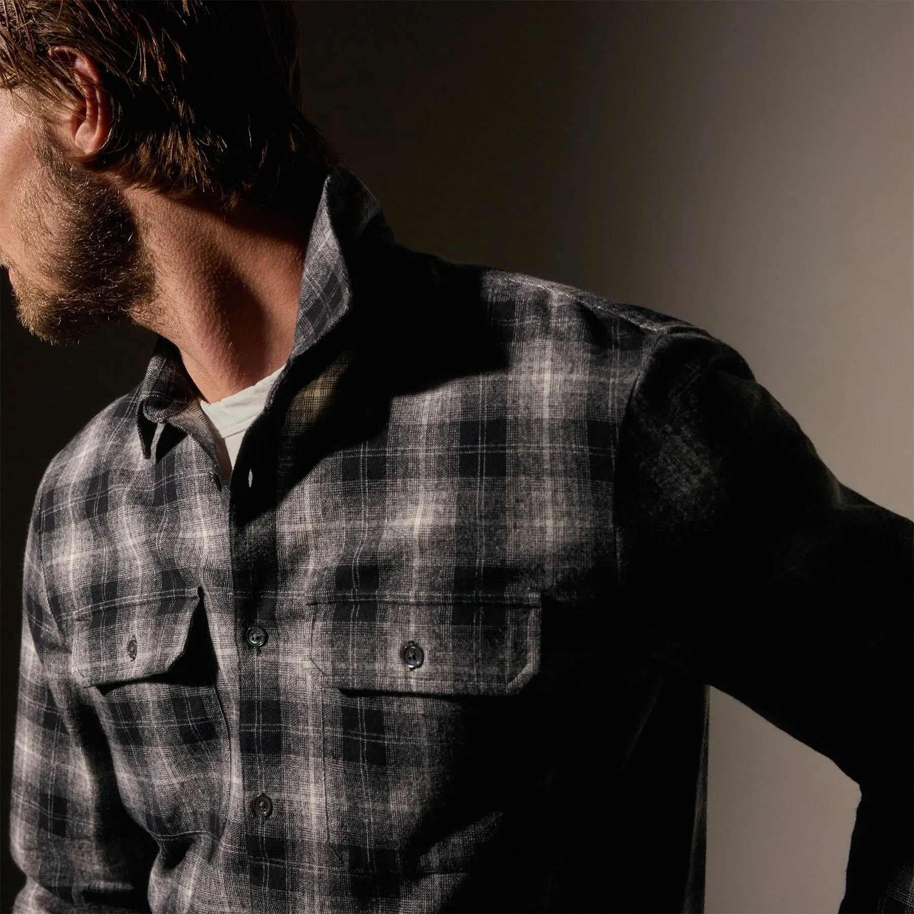 Plaid Flannel Shirt - Black/White sold by James Perse product image thumbnail 3
