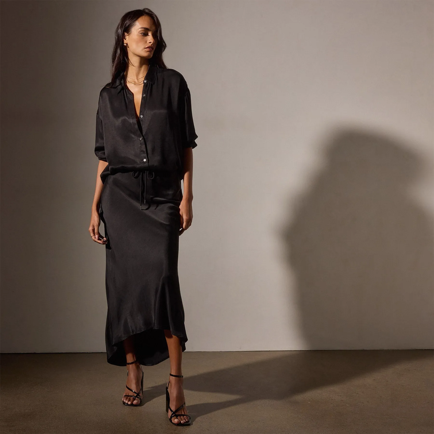 Satin Oversized Shirt - Black sold by James Perse product image thumbnail 2