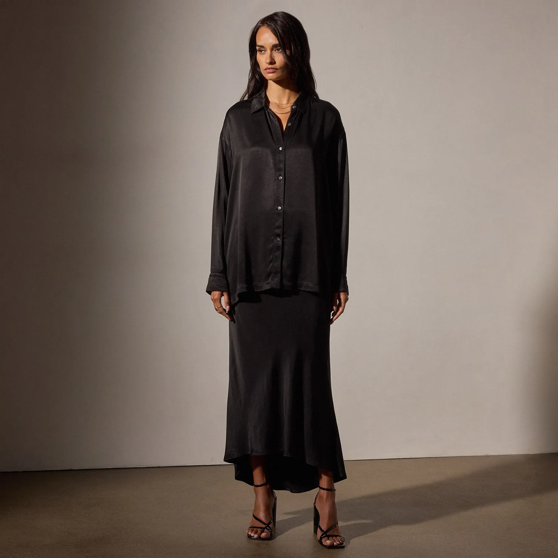Satin Oversized Shirt - Black sold by James Perse product image thumbnail 3