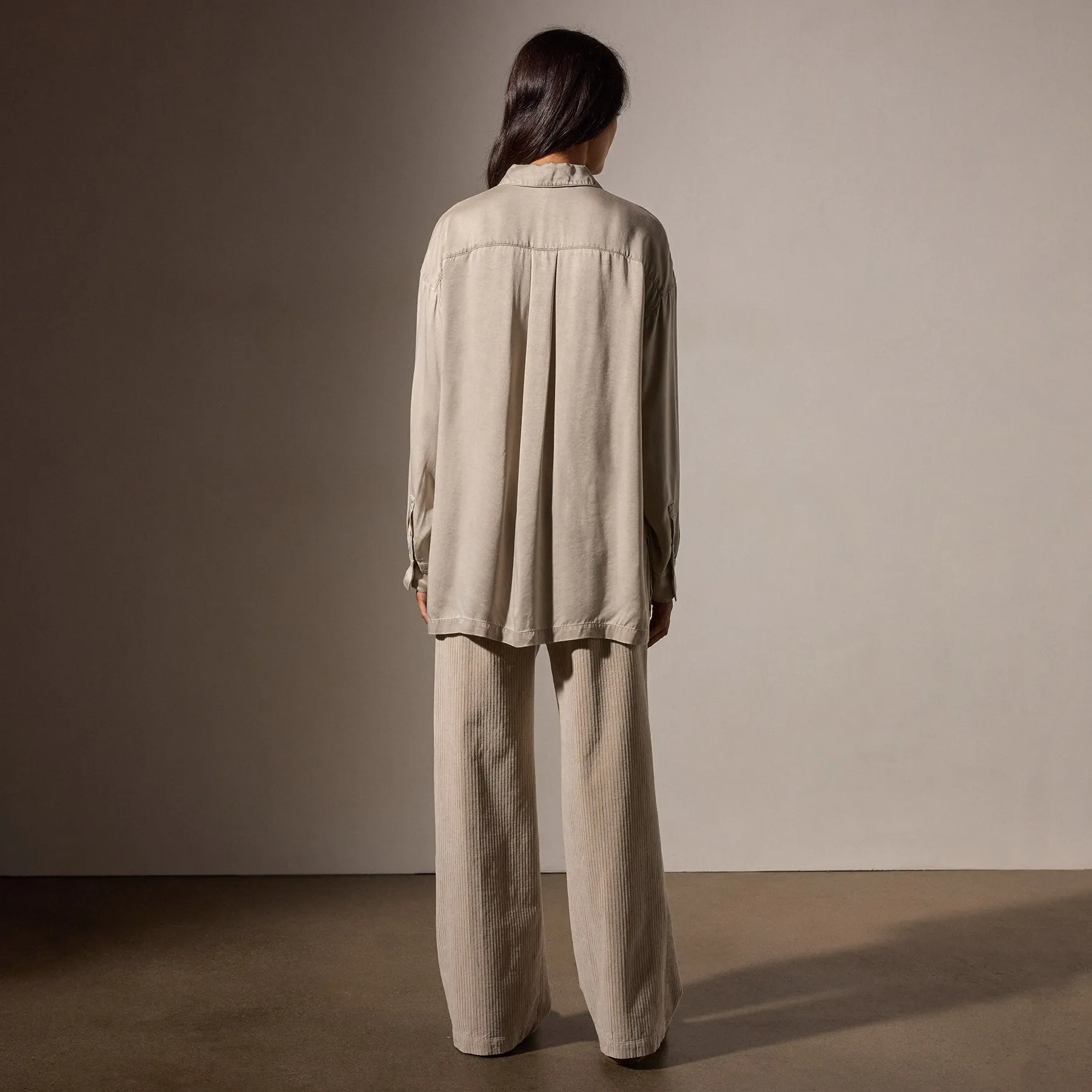Satin Oversized Shirt - Putty Pigment sold by James Perse product image thumbnail 4