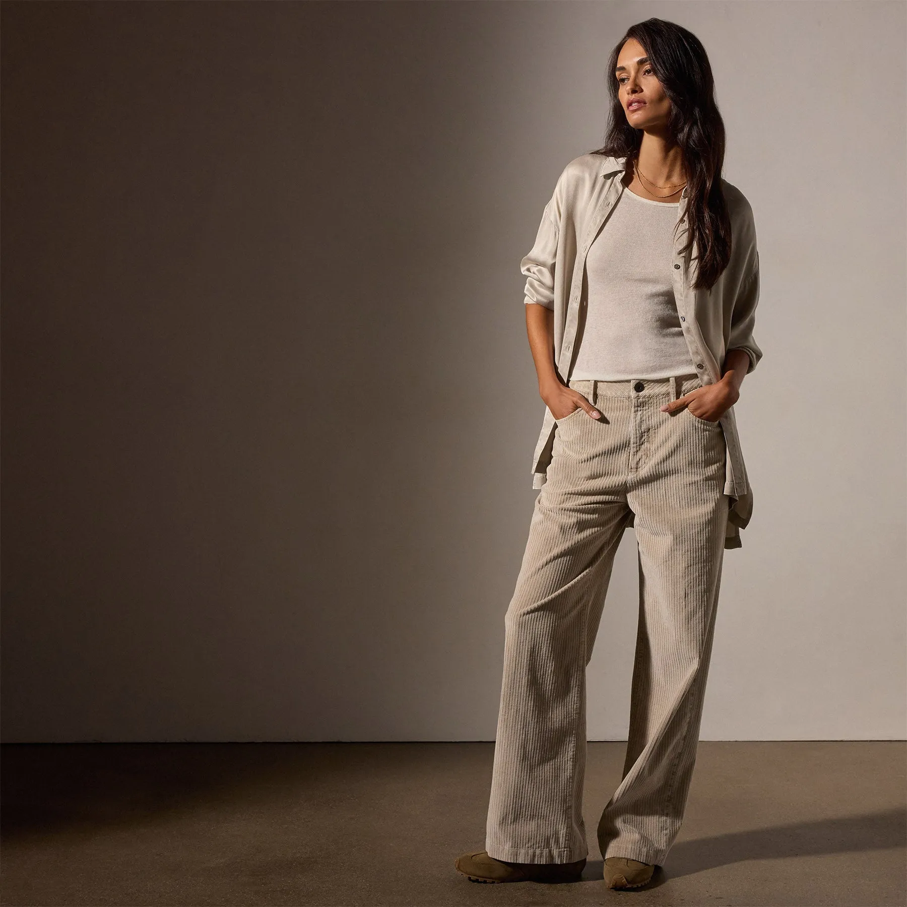 Satin Oversized Shirt - Putty Pigment sold by James Perse product image thumbnail 2