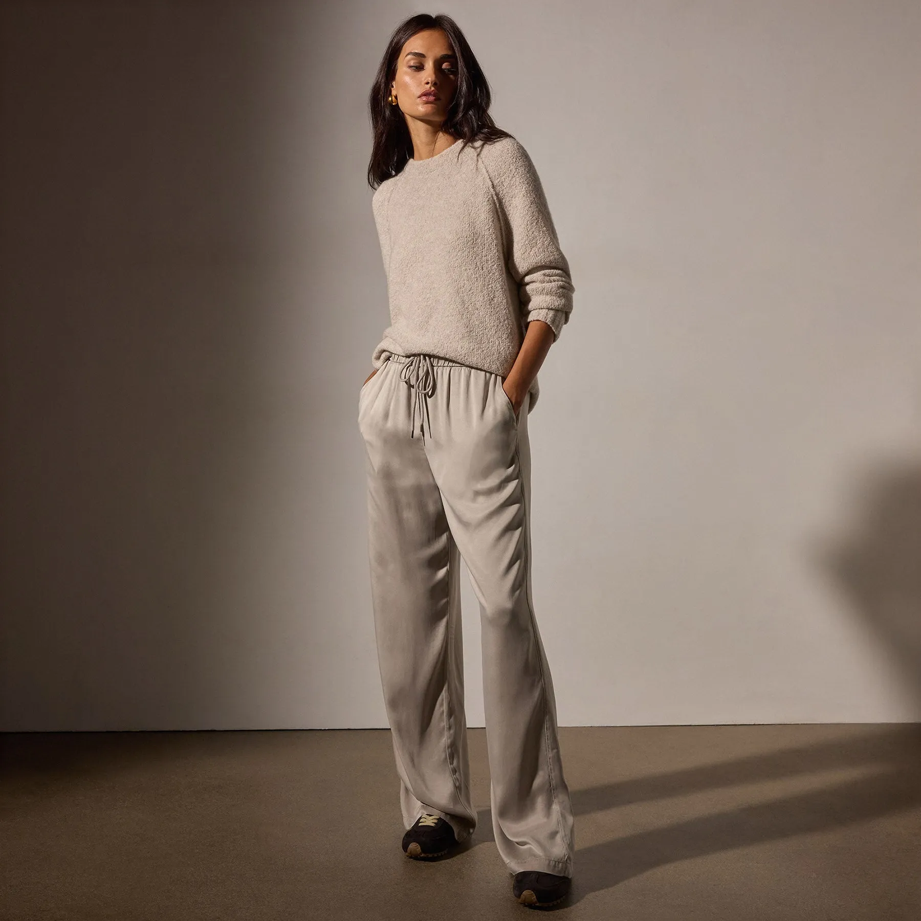 Satin Wide Leg Pant - Putty Pigment sold by James Perse