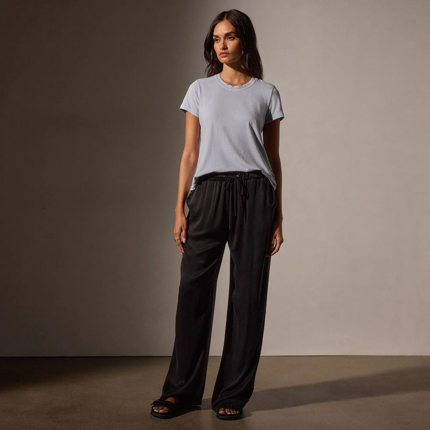 Satin Wide Leg Pant - Black sold by James Perse product image thumbnail 3