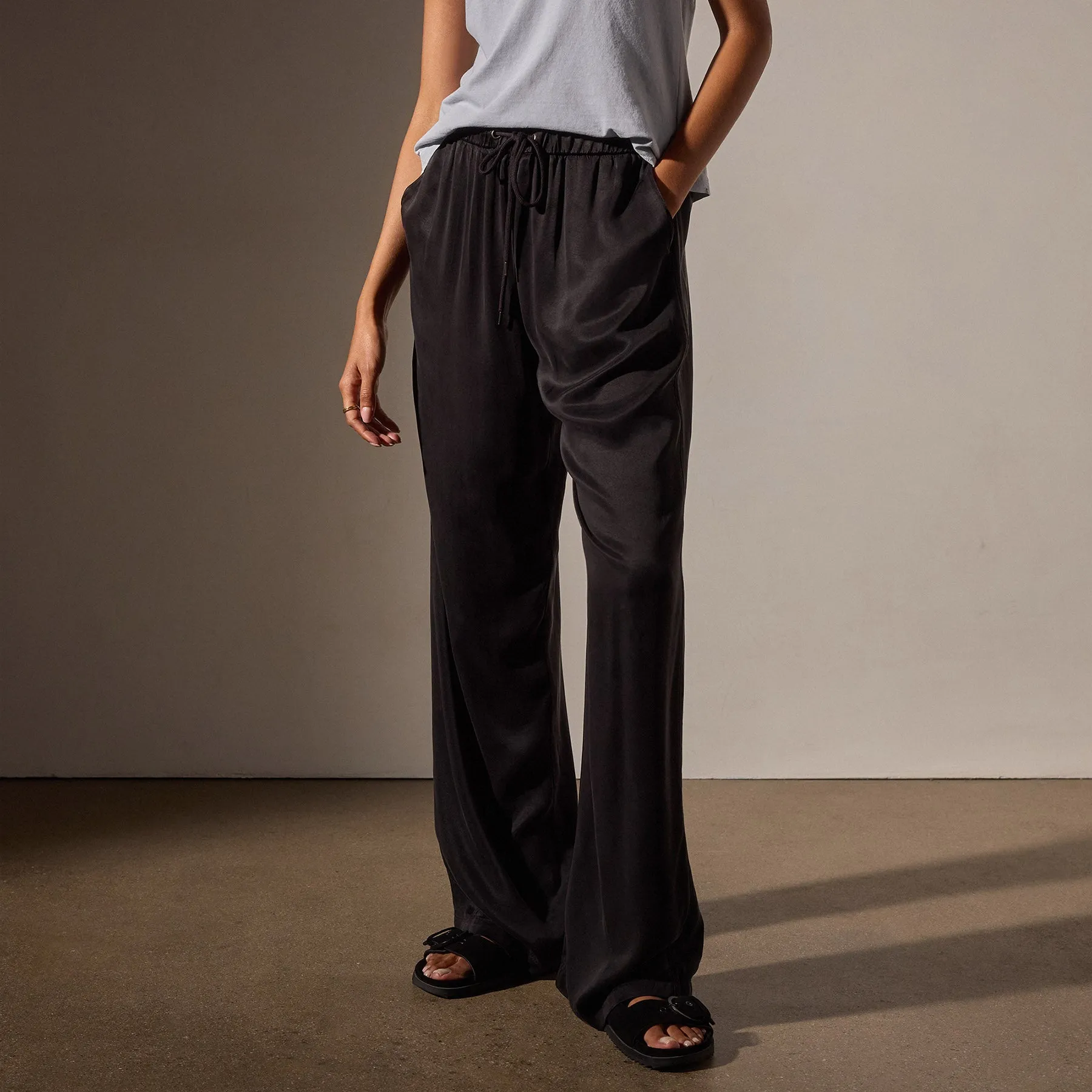 Satin Wide Leg Pant - Black sold by James Perse product image thumbnail 2