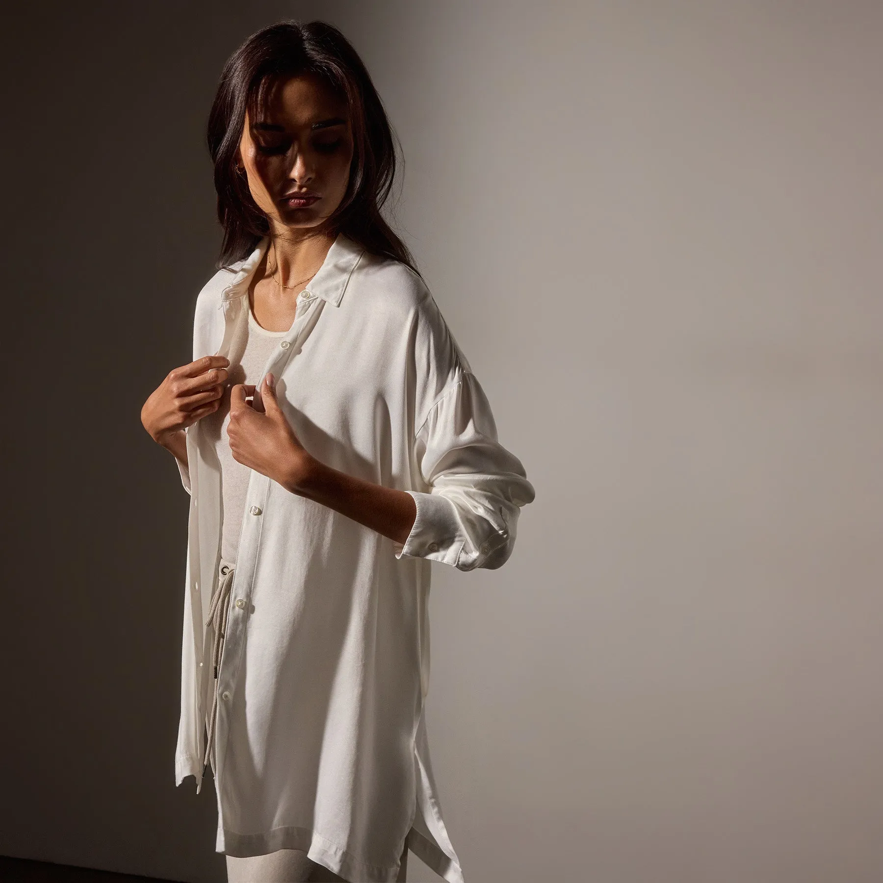 Satin Oversized Shirt - White sold by James Perse product image thumbnail 2