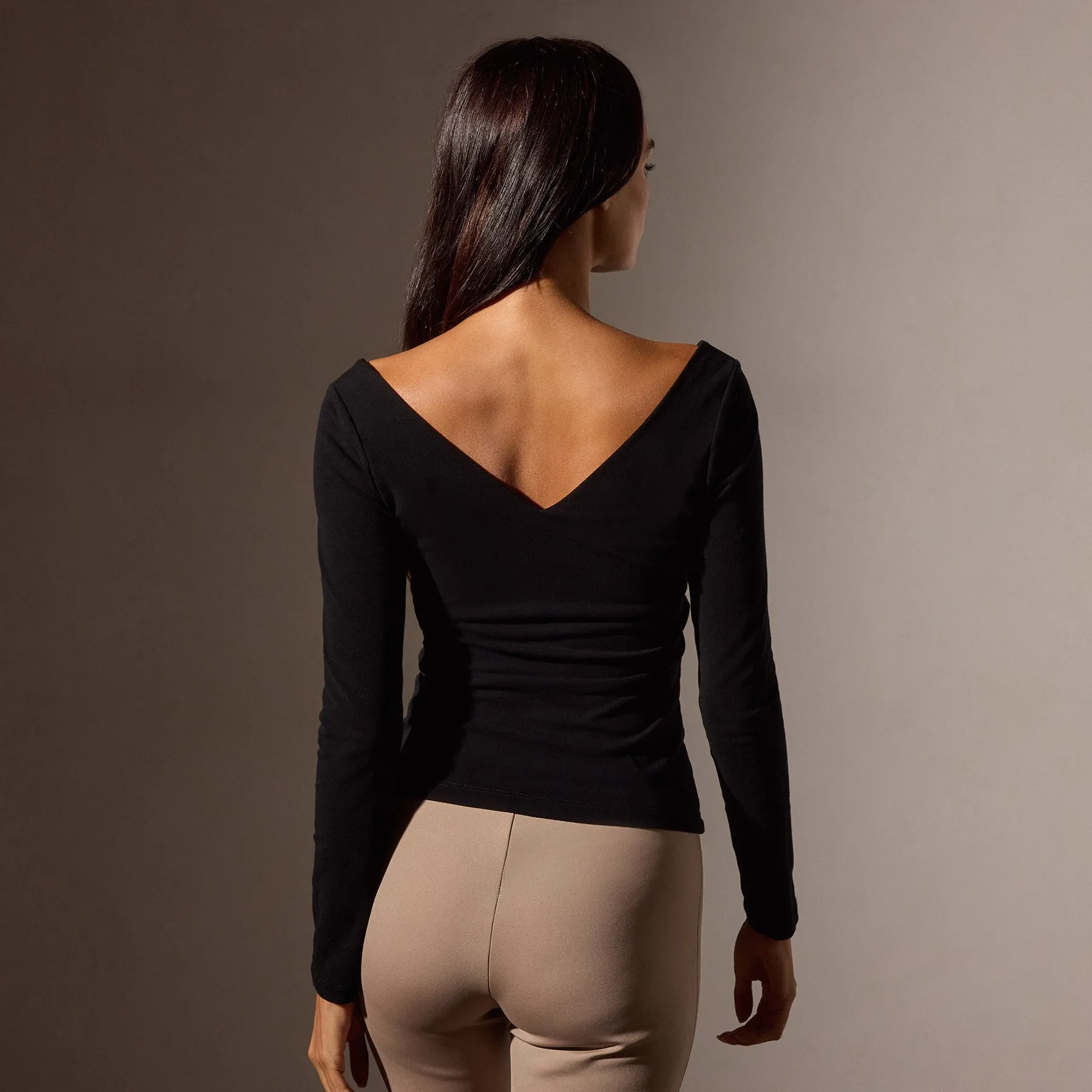 Stretch Lotus Double V Top - Black sold by James Perse product image thumbnail 2