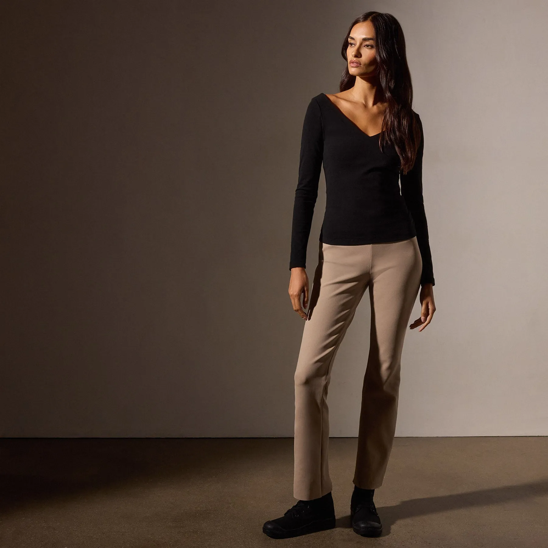 Stretch Lotus Double V Top - Black sold by James Perse product image thumbnail 3