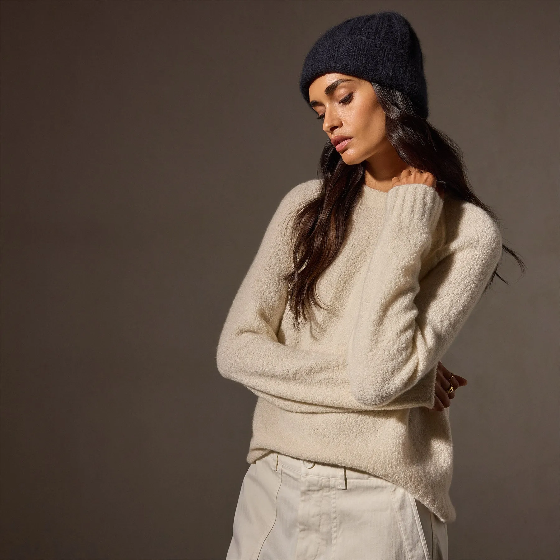 Cashmere Boucle Mock Neck - Ivory sold by James Perse