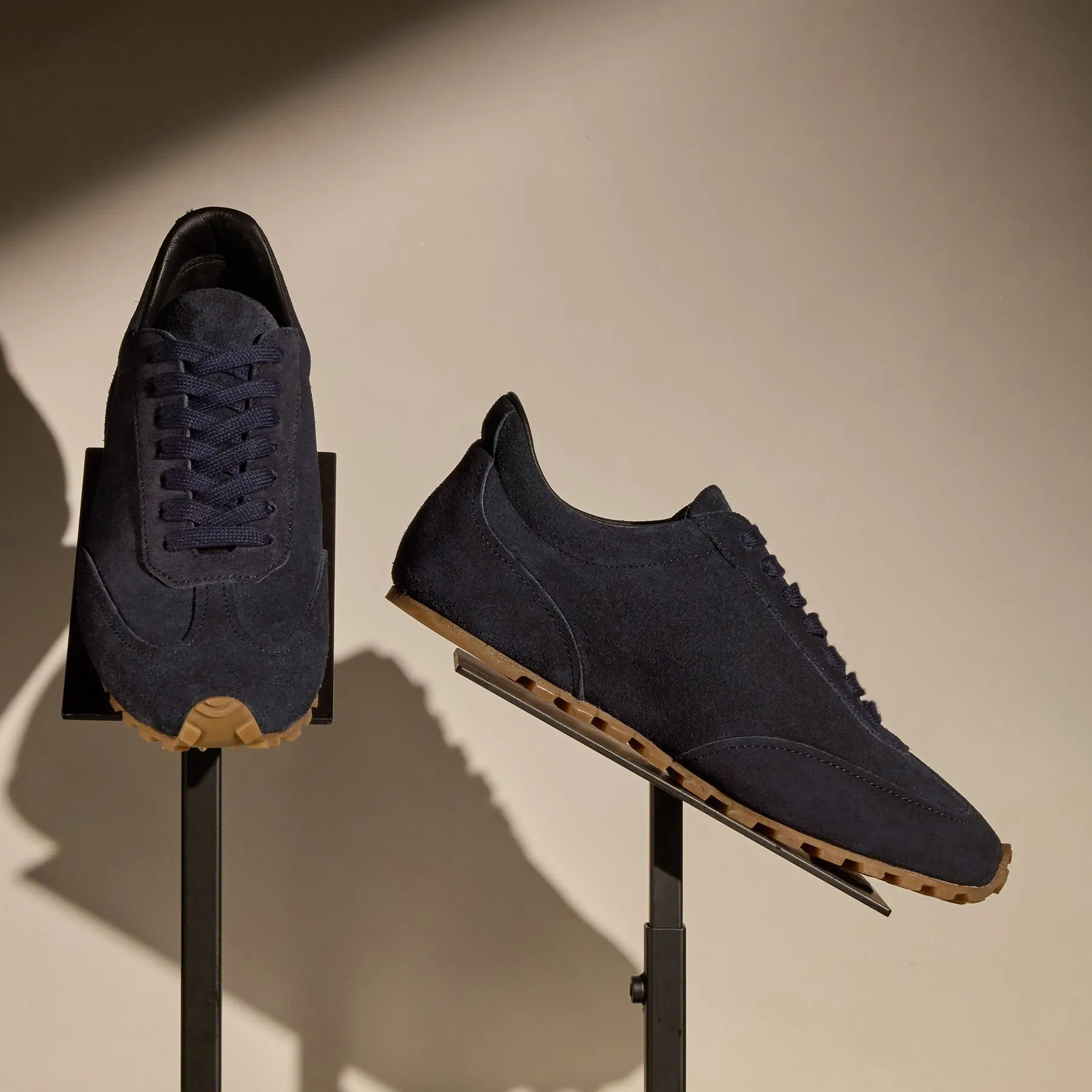 Women's Suede Low Running Sneaker - Navy sold by James Perse