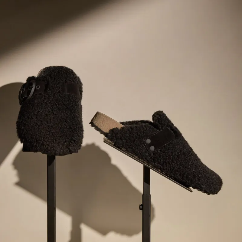 Women's Shearling Slip On Clog - Black sold by James Perse