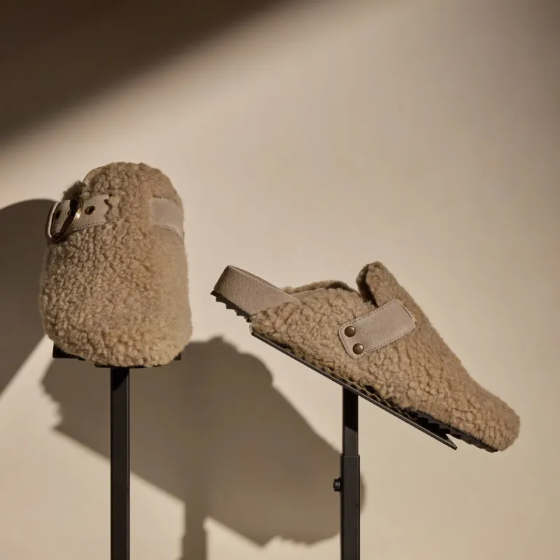 Women's Shearling Slip On Clog - Taupe sold by James Perse