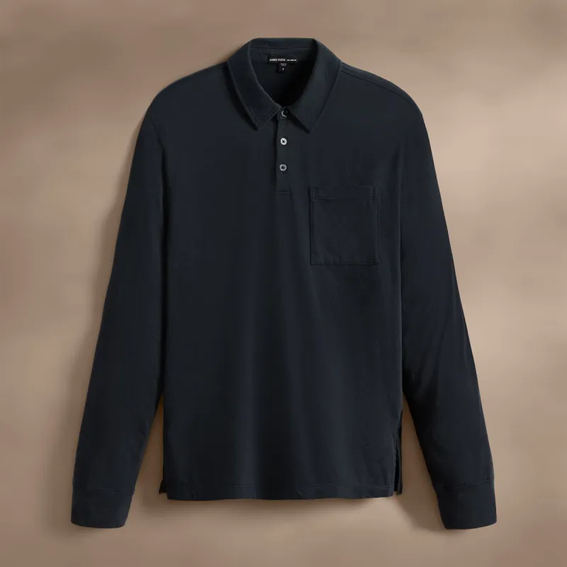 Long Sleeve Pocket Polo - Magma made by James Perse
