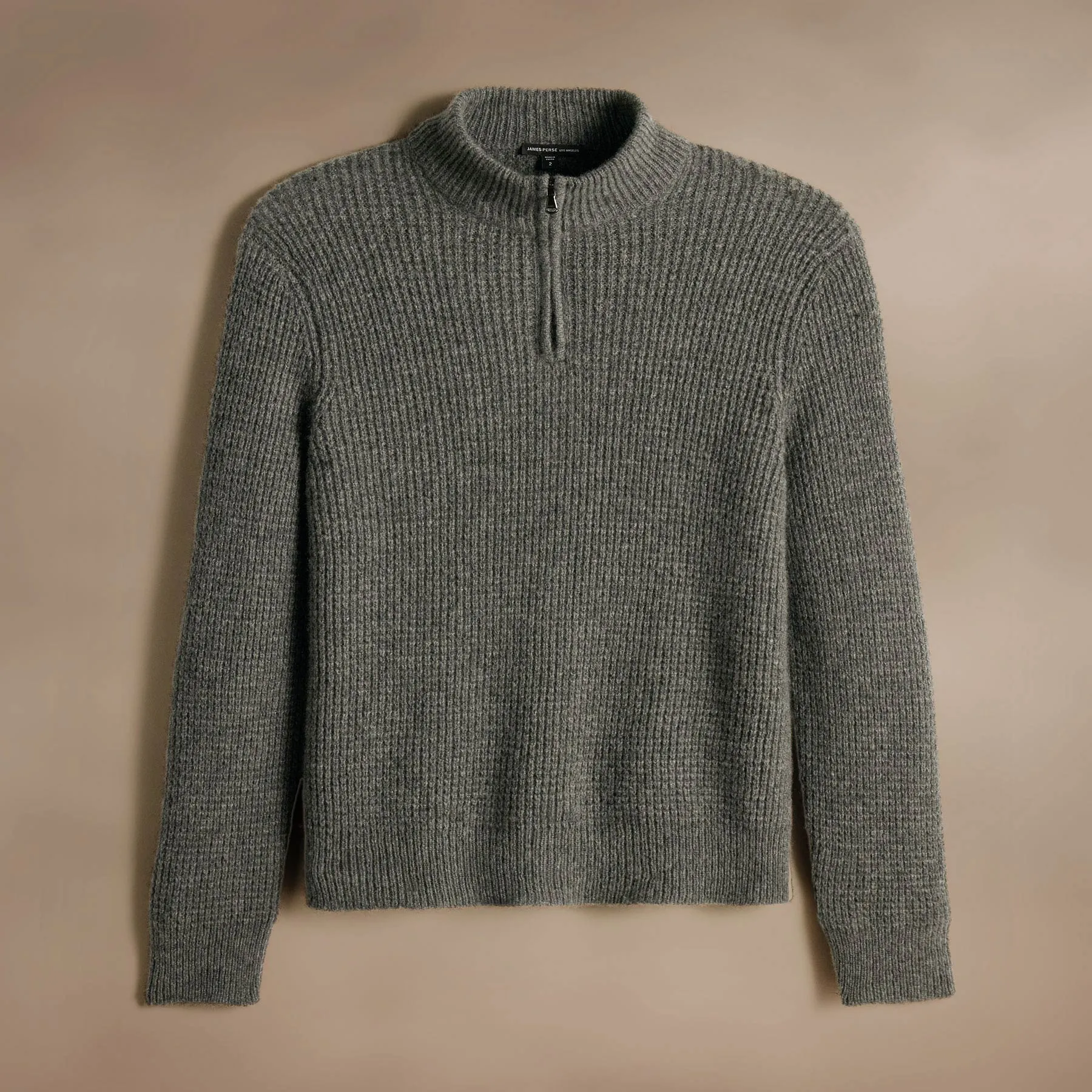 Lightweight Textured Cashmere Waffle Half Zip - Thunder sold by James Perse