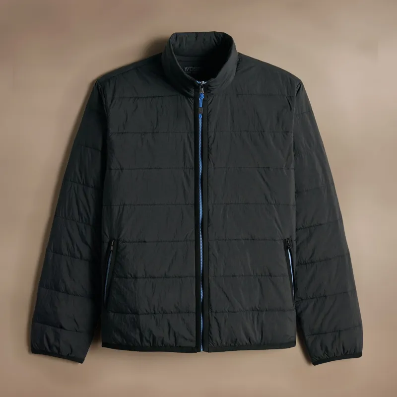 Contrast Zip Insulated Jacket - Black/Black/Blue sold by James Perse