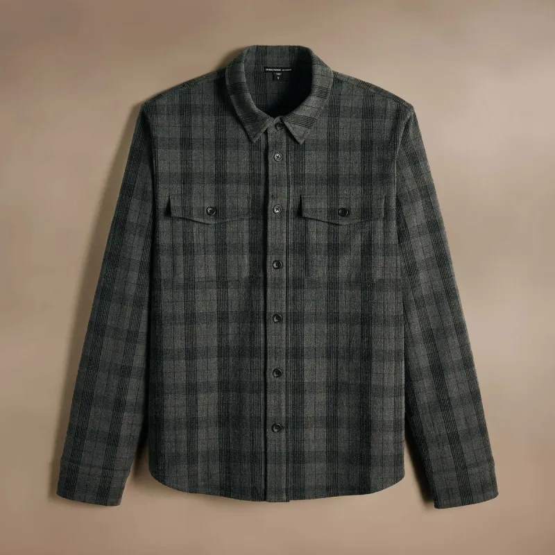 Wool Blend Shirt Jacket - Charcoal/Black sold by James Perse
