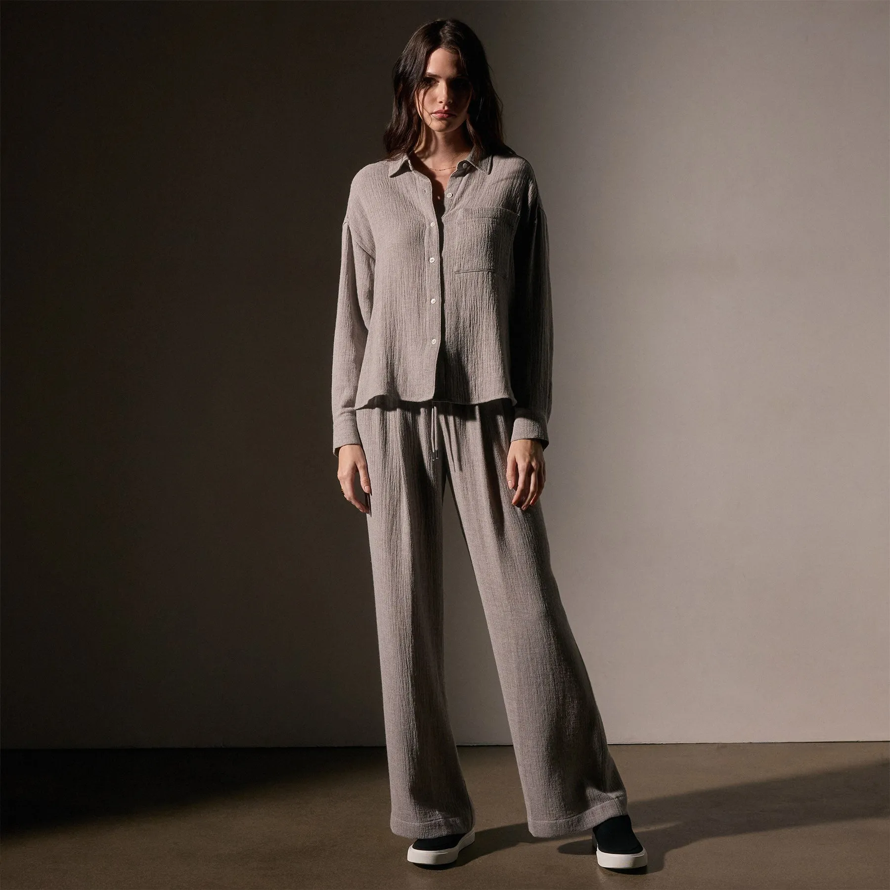 Relaxed Wool Blend Shirt - Silver Wheat sold by James Perse product image thumbnail 3