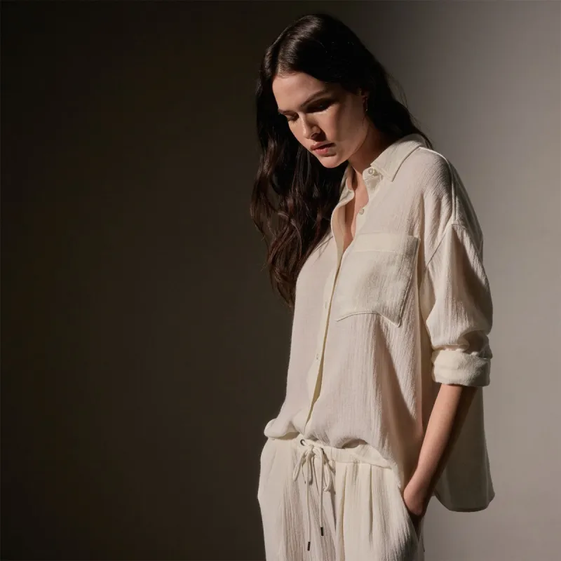 Relaxed Wool Blend Shirt - Ivory sold by James Perse