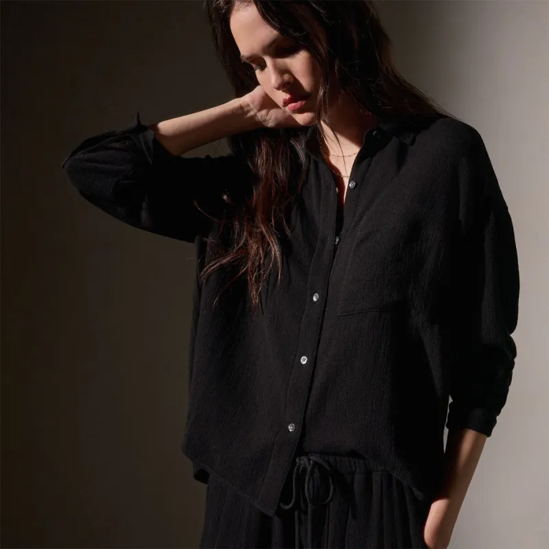 Relaxed Wool Blend Shirt - Black sold by James Perse