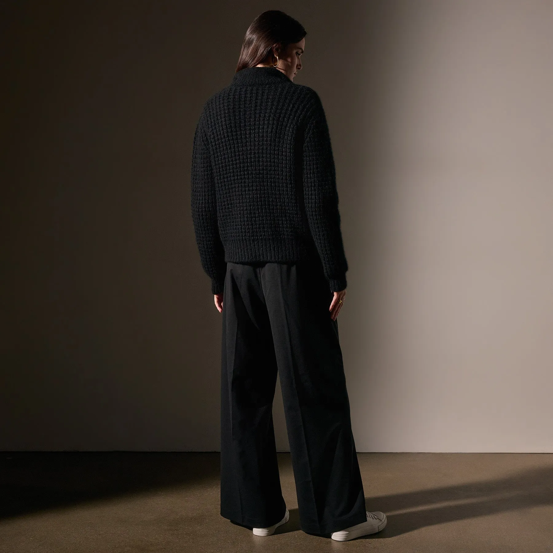 Cashmere Chunky Waffle Cardigan - True Black sold by James Perse product image thumbnail 5