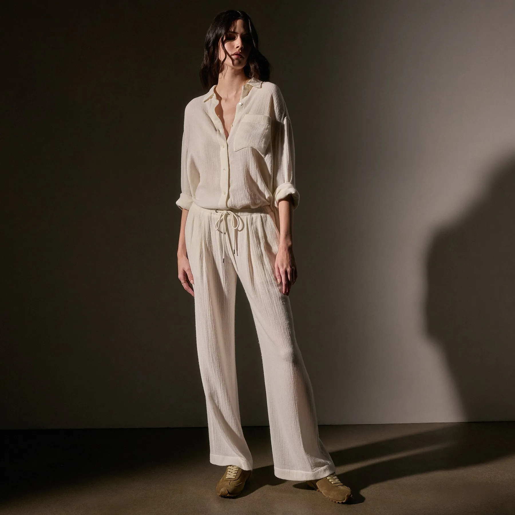 Pleated Wool Blend Pant - Ivory sold by James Perse product image thumbnail 3