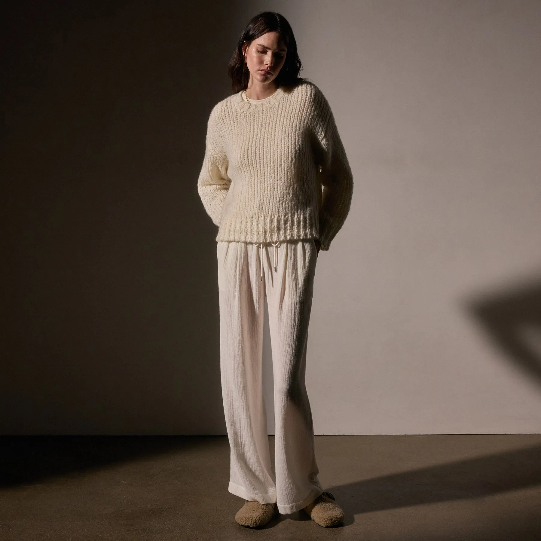 Cashmere Blend Knit Crew - Snow sold by James Perse product image thumbnail 3