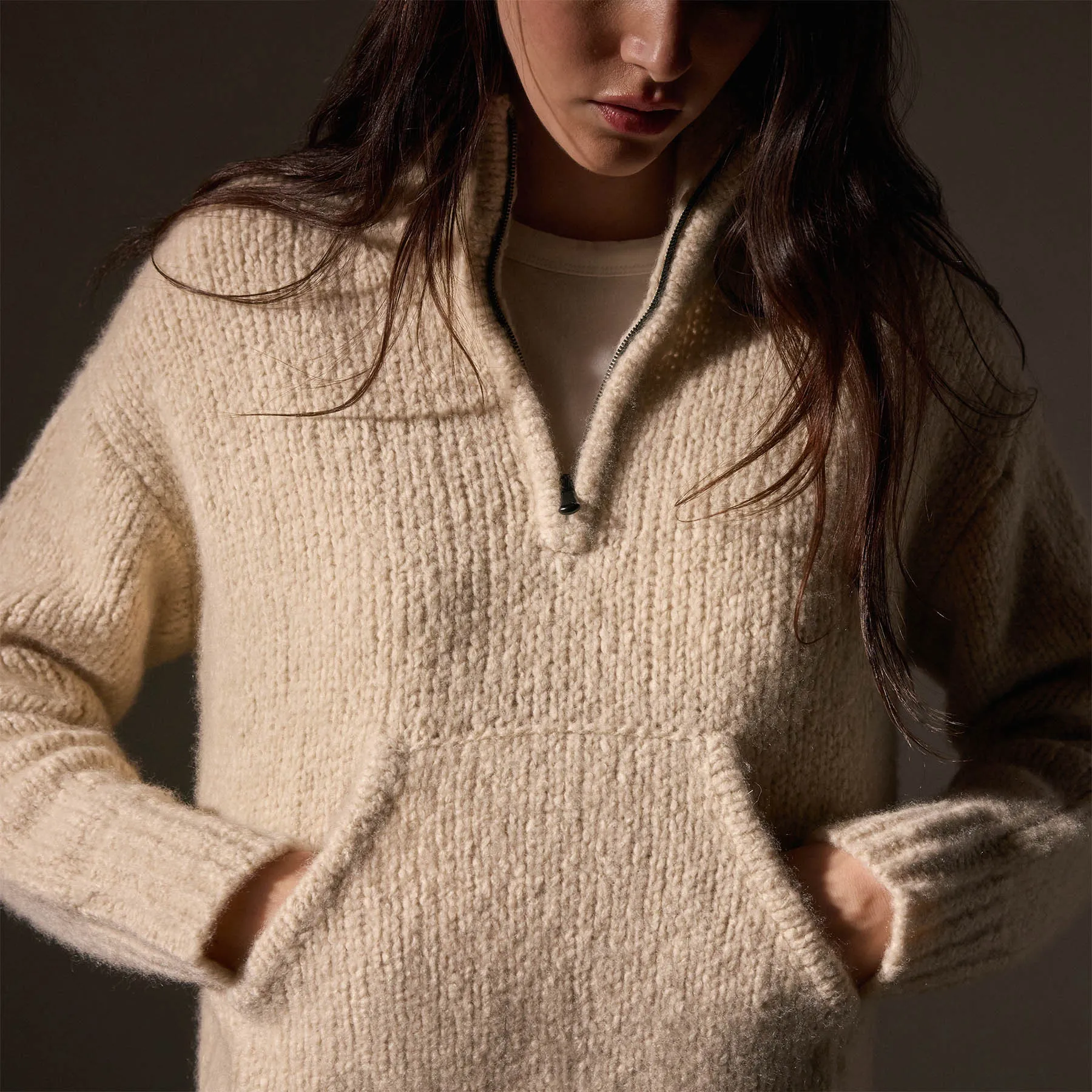 Cashmere Blend Half Zip Sweater - Biscotti sold by James Perse product image thumbnail 2