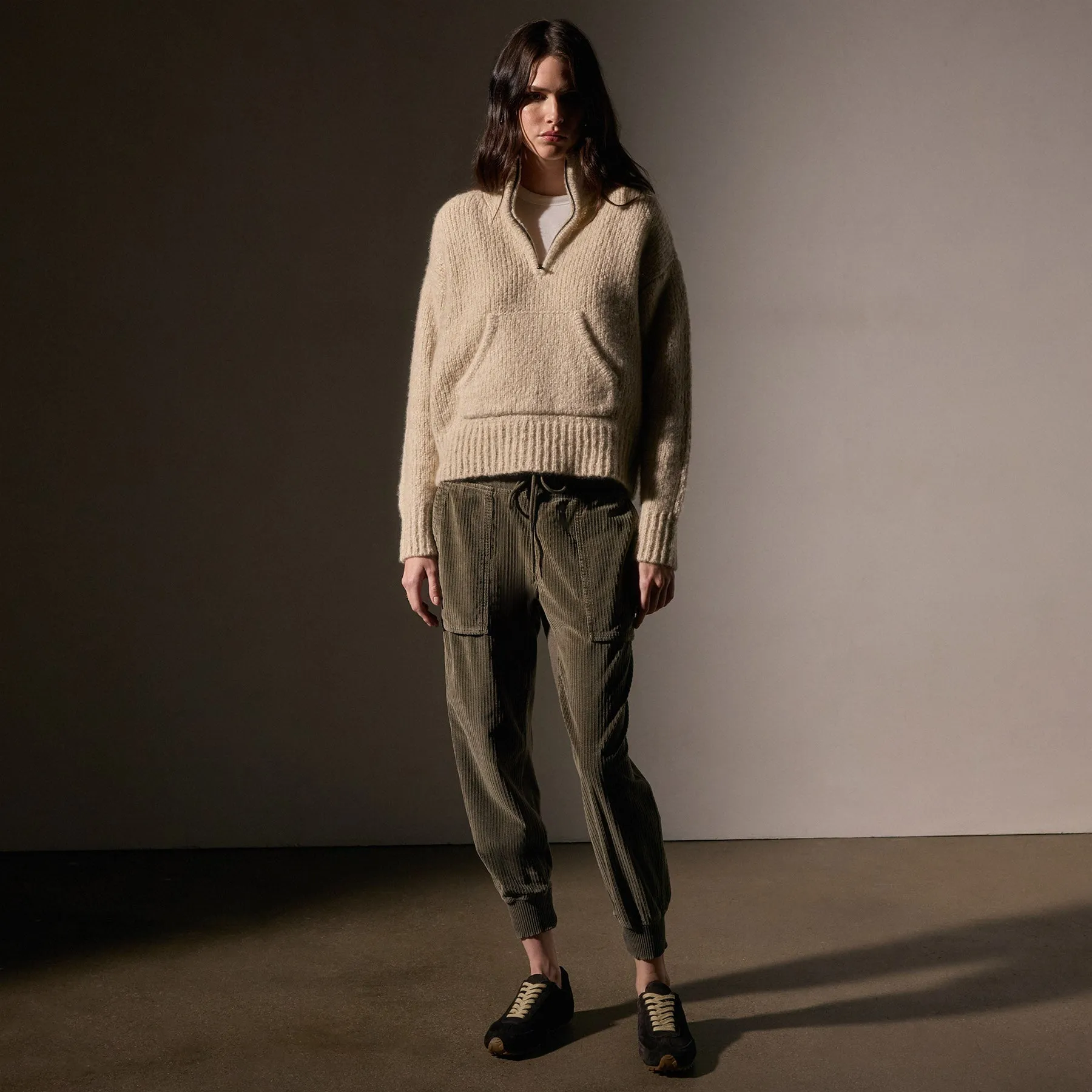 Cashmere Blend Half Zip Sweater - Biscotti sold by James Perse product image thumbnail 3