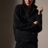 Cashmere Blend Half Zip Sweater - Black sold by James Perse