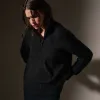 Cashmere Blend Half Zip Sweater - Black sold by James Perse