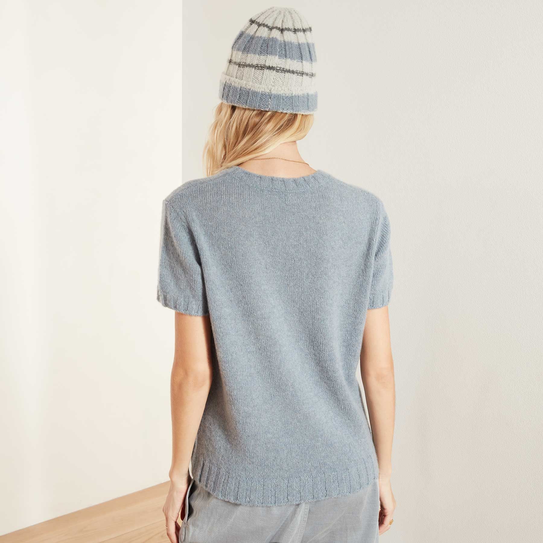 Lightweight Cashmere Short Sleeve Sweater - Dusty Sky sold by James Perse product image thumbnail 4
