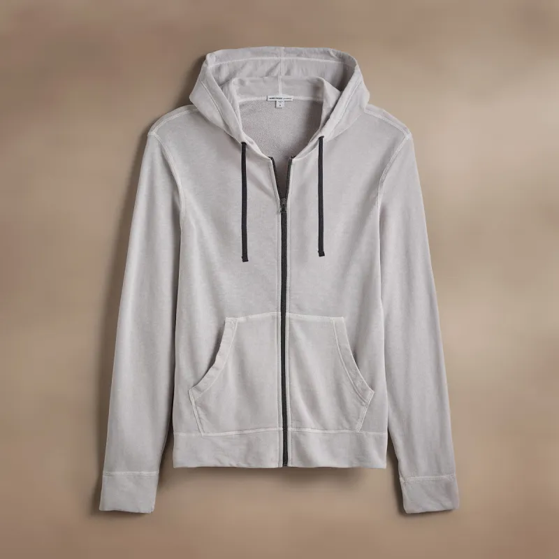 Vintage French Terry Zip Up Hoodie - Light Mist Pigment sold by James Perse
