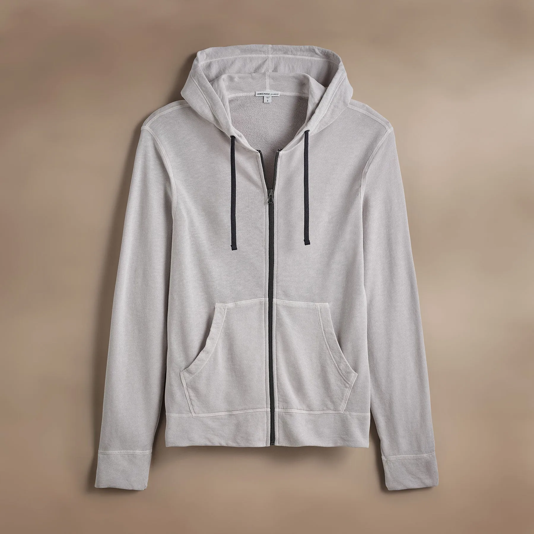 Vintage French Terry Zip Up Hoodie - Light Mist Pigment sold by James Perse