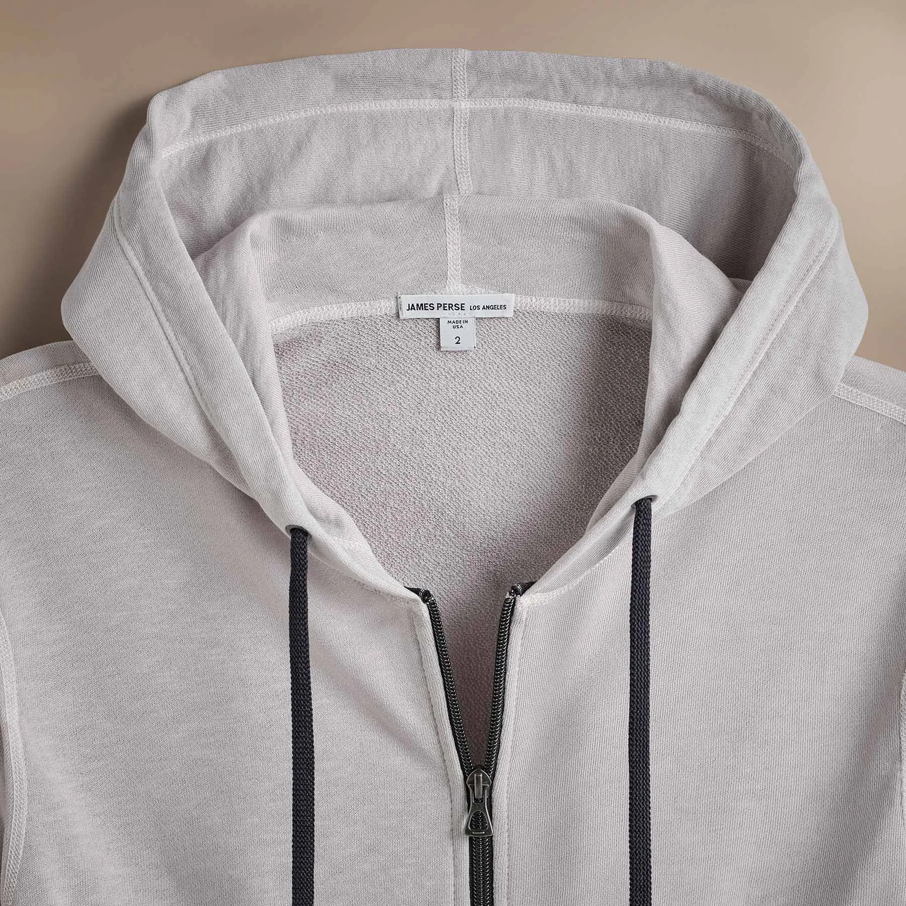 Vintage French Terry Zip Up Hoodie - Light Mist Pigment sold by James Perse product image thumbnail 2