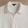 Heavy Luxe Jersey Long Sleeve Polo - White sold by James Perse