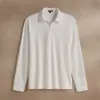 Heavy Luxe Jersey Long Sleeve Polo - White sold by James Perse