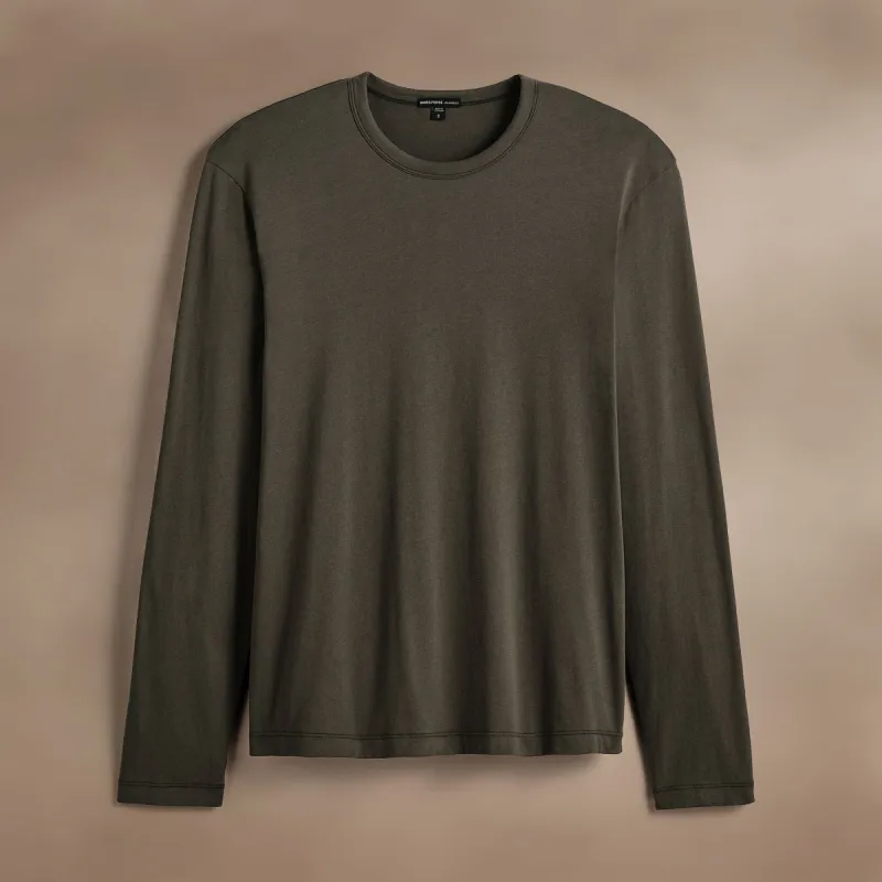 Brushed Lotus Long Sleeve Crew - Army Green sold by James Perse