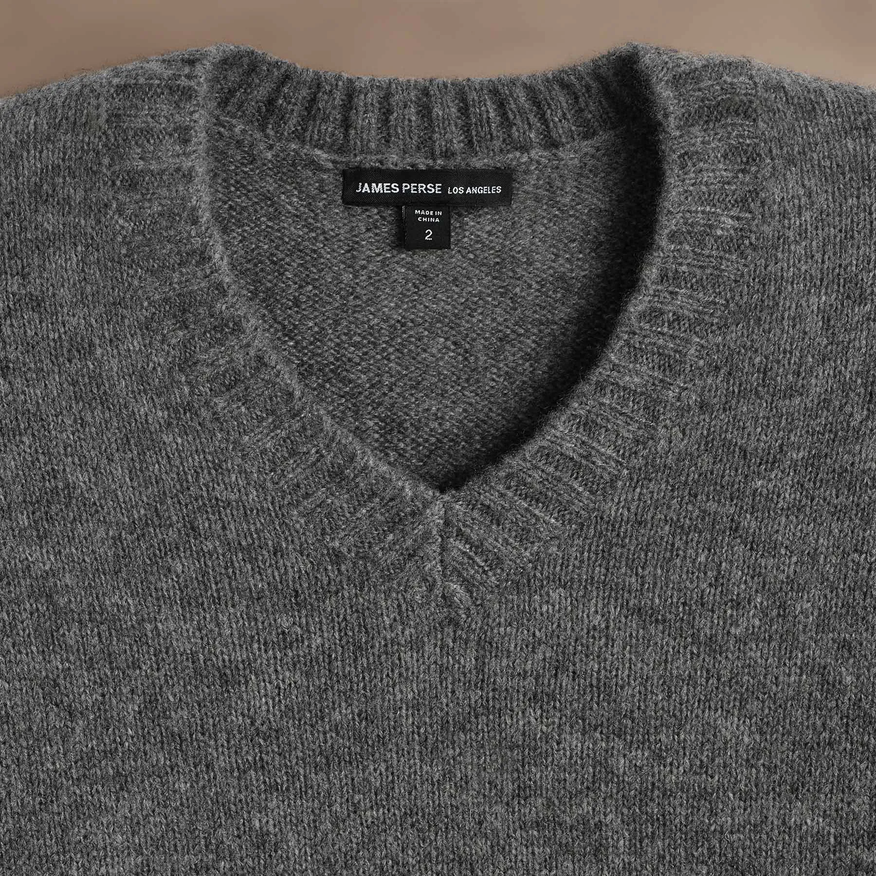 Lightweight Textured Cashmere V-Neck - Thunder sold by James Perse product image thumbnail 2