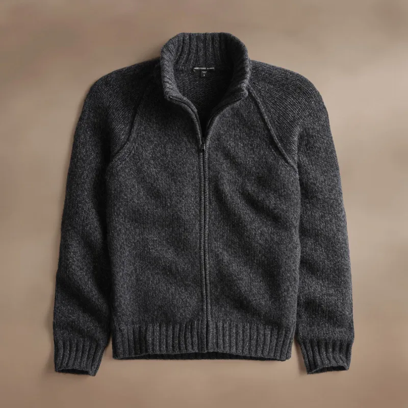 Chunky Cashmere Zip Up - Charcoal Marl sold by James Perse
