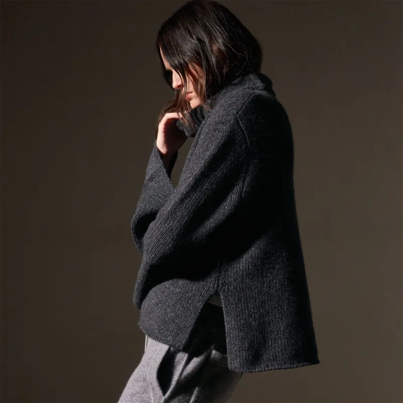 Recycled Cashmere Pullover - Charcoal Marl sold by James Perse