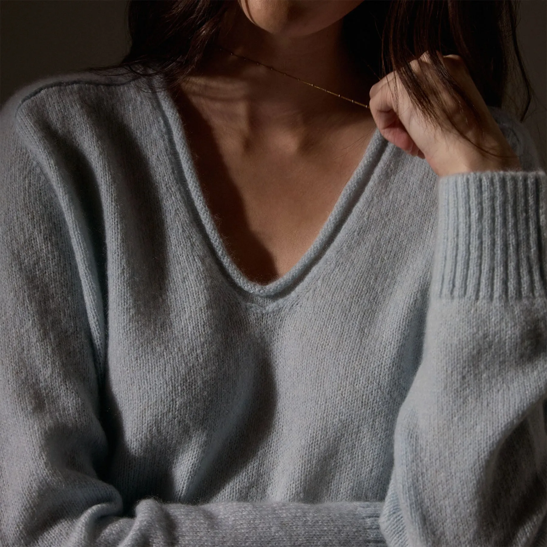 Cashmere Soft V Sweater - Pale Blue sold by James Perse product image thumbnail 2