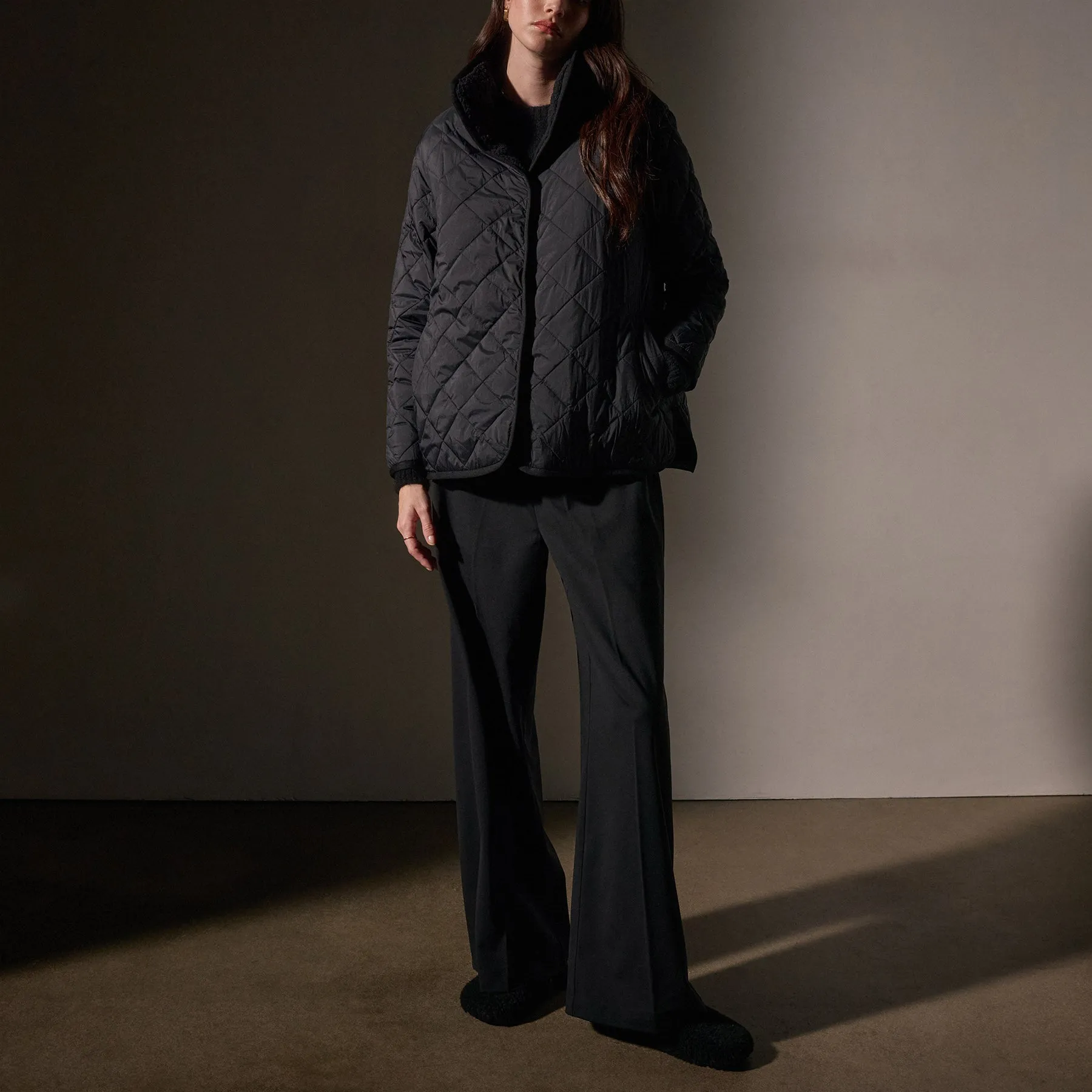 Sherpa Lined Insulated Snap Front Jacket - Black/Black sold by James Perse product image thumbnail 3