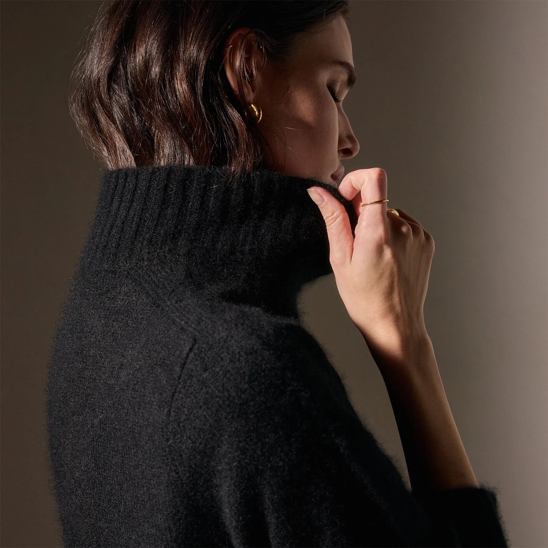 Cashmere Funnel Neck Sweater - True Black sold by James Perse product image thumbnail 2