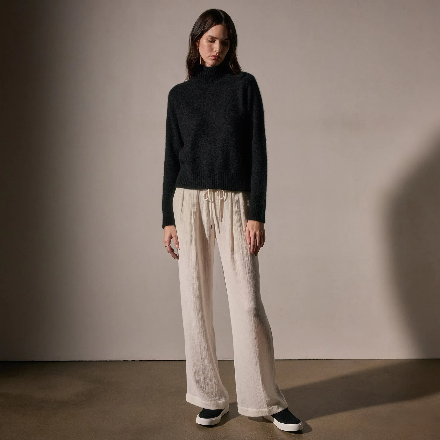 Cashmere Funnel Neck Sweater - True Black sold by James Perse product image thumbnail 3